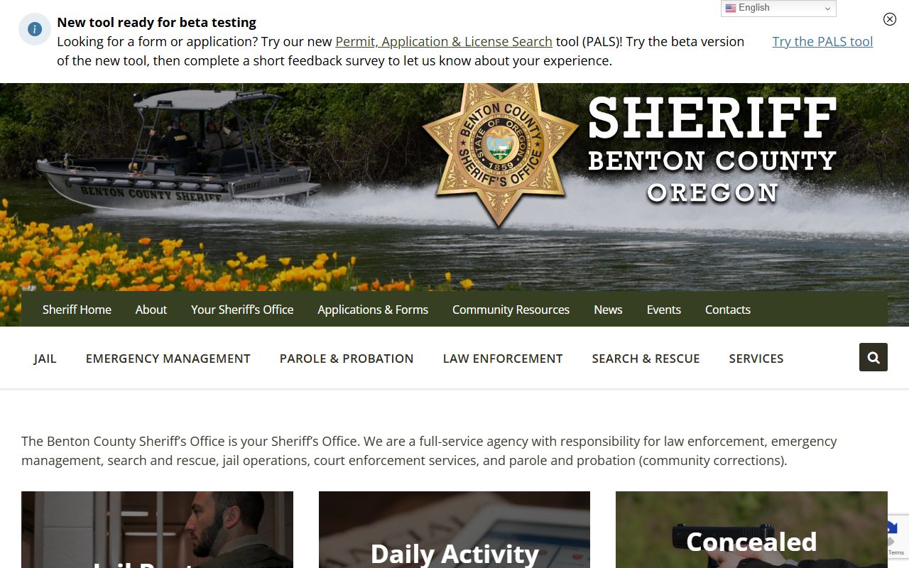 Benton County Sheriff's Office website for booking reports