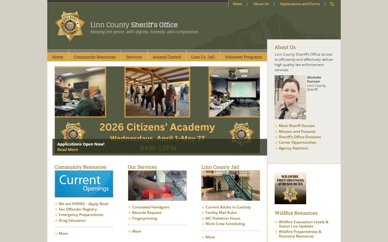 Linn County Sheriff's Office website for booking reports