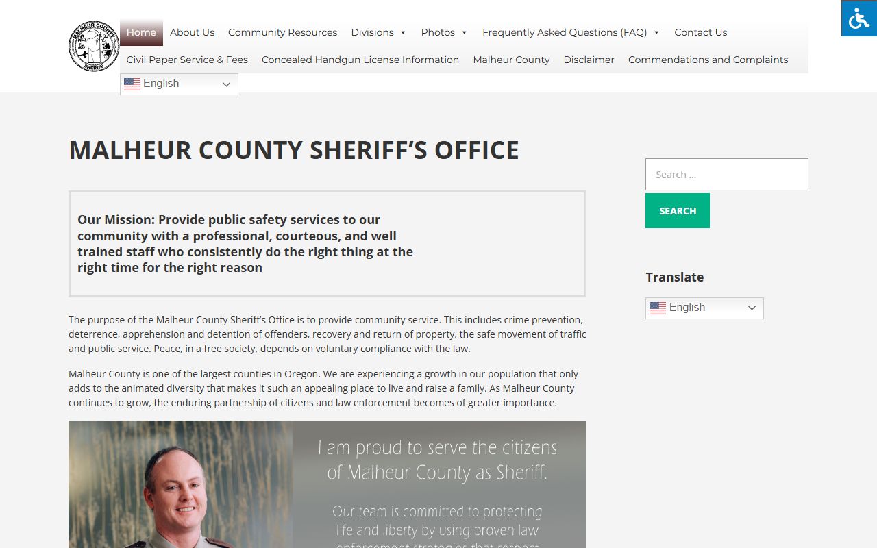 Malheur County Sheriff Office website for booking reports