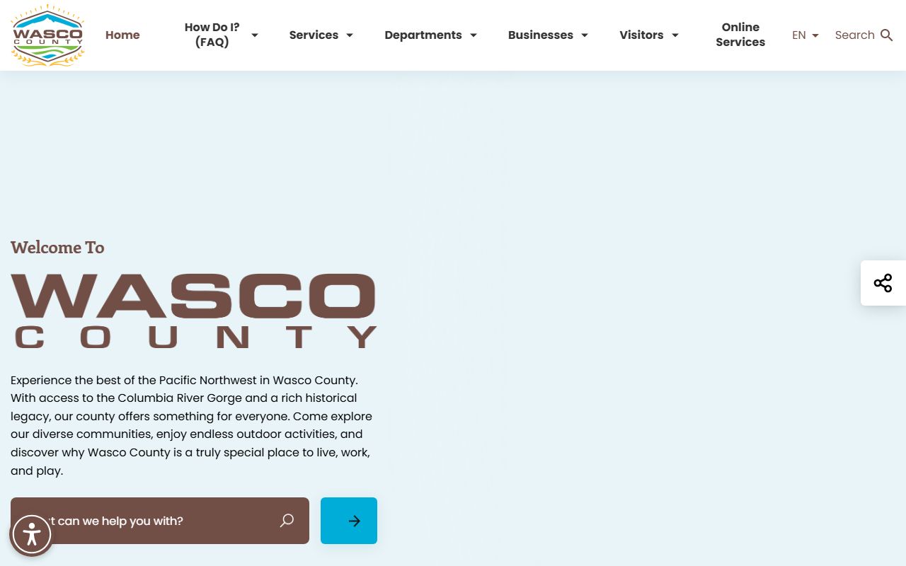 Wasco County government website for public records and booking report access