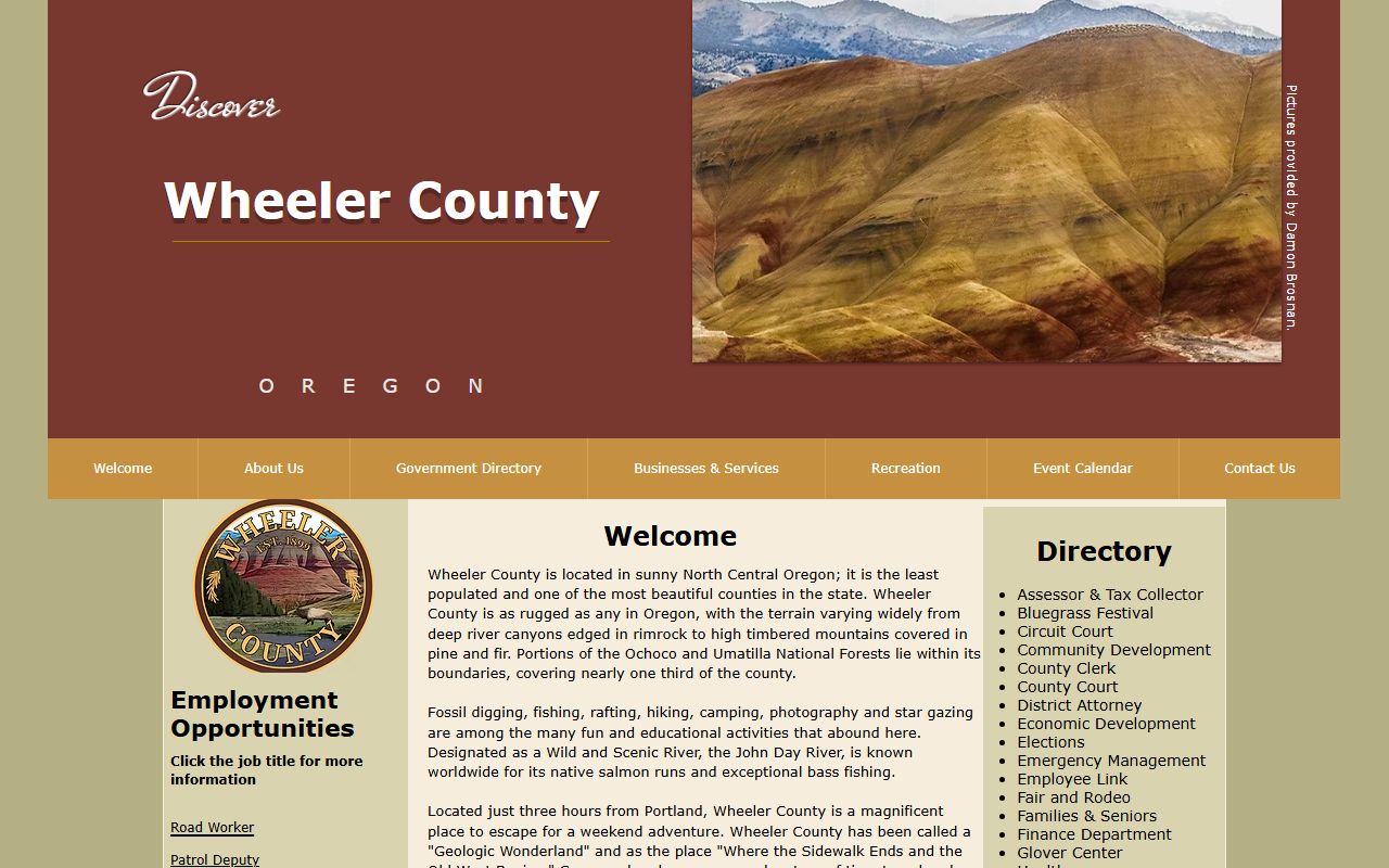 Wheeler County Sheriff's Office website for booking reports and jail records