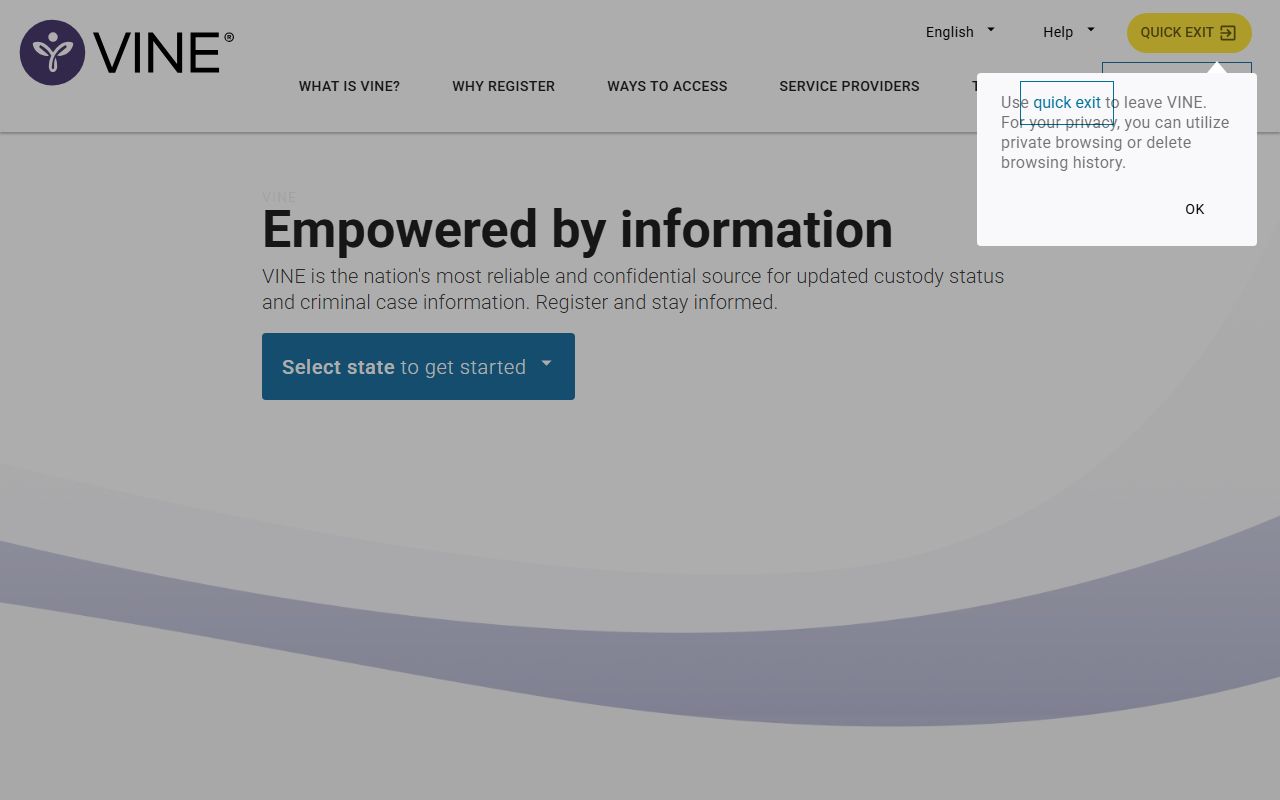 Oregon VINE victim notification system for booking report custody alerts